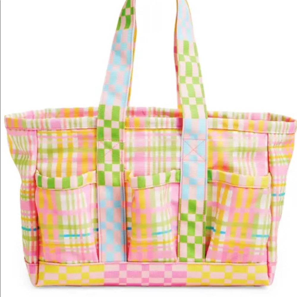 THE MIGHTY COMPANY - Patchwork Plaid Pocket Gardening Tote Bag - NEW - Picture 3 of 7